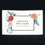 Vintage Modern Floral Motif Banner<br><div class="desc">Coordinates with the Vintage Modern Floral Motif on White Designer Business Card Template and office supplies by 1201AM. Your name or business name is elegantly framed with a vintage floral motif in a modern styling. This design is part of a series of coordinating office supplies. Shop matching stationery, binders, labels...</div>