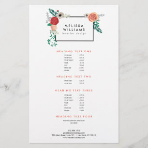 Vintage Modern Floral Motif on White Designer Flyer
