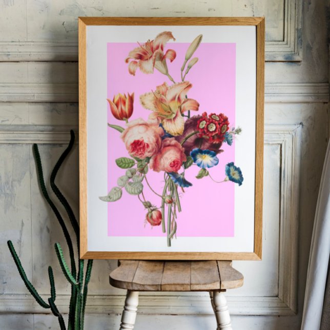 Vintage Modern Floral Pink Wall Art Poster (Creator Uploaded)
