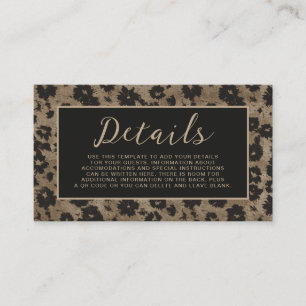 Vintage Modern Floral Wedding Details Card Neutral