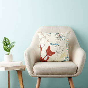 Vintage Modern Fox Arrows Woodland  Pillow