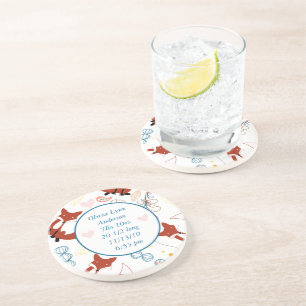 Vintage Modern Fox New Baby Stats Coasters