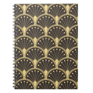 vintage modern geometric tiles pattern. golden lin notebook