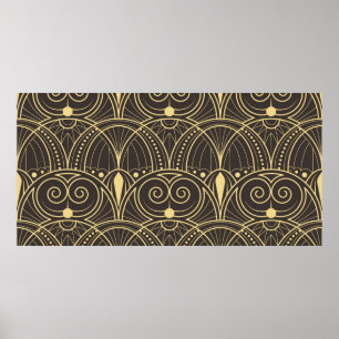 vintage modern geometric tiles pattern. golden lin poster