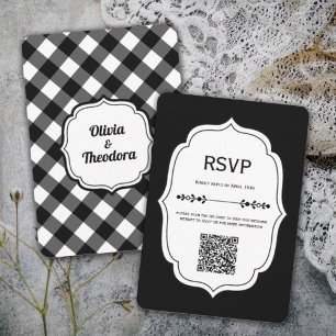 Vintage Modern Gingham Wedding RSVP Cards