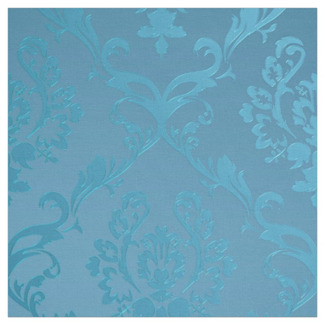 Vintage Modern Glam Turquoise Damask Fabric (Swatch)