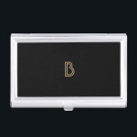 VINTAGE MODERN GOLD and BLACK MONOGRAM Card Case<br><div class="desc">Coordinates with the VINTAGE MODERN GOLD INITIAL MONOGRAM LOGO Business Card Templates. © 1201AM CREATIVE</div>