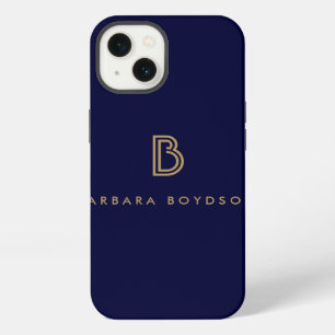 VINTAGE MODERN GOLD and NAVY INITIAL MONOGRAM LOGO iPhone 13 Case