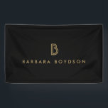 Vintage Modern Gold/Black Monogram Logo Banner<br><div class="desc">Elevate your brand presence at trade shows, boutiques, and event booths with our customisable vinyl banner, featuring a sophisticated gold Art Deco monogram. Below this timeless design, you have the creative freedom to personalise the text, whether it's your name or business name, allowing you to craft a distinct and memorable...</div>