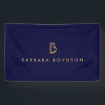 Vintage Modern Gold/Black Monogram Logo Banner<br><div class="desc">Elevate your brand presence at trade shows, boutiques, and event booths with our customisable vinyl banner, featuring a sophisticated gold Art Deco monogram. Below this timeless design, you have the creative freedom to personalise the text, whether it's your name or business name, allowing you to craft a distinct and memorable...</div>