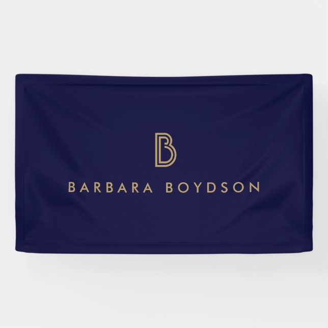 Vintage Modern Gold/Black Monogram Logo Banner (Horizontal)