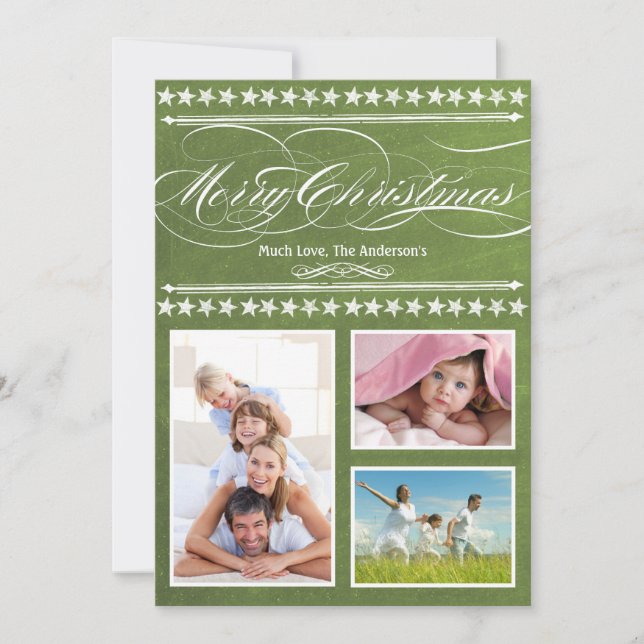 Vintage Modern Green Chalkboard  Photo Card (Front)