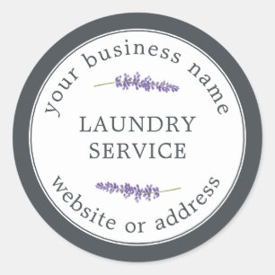Vintage Modern Laundry Service Business Name Classic Round Sticker