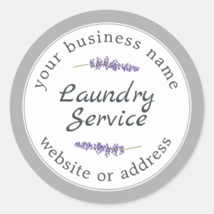 Vintage Modern Laundry Service Business Name Classic Round Sticker