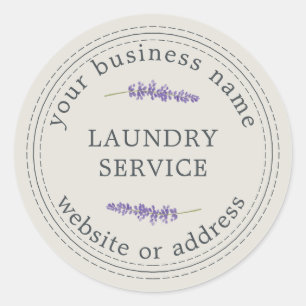 Vintage Modern Laundry Service Business Name Classic Round Sticker
