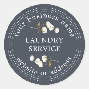 Vintage Modern Laundry Service Business Name Classic Round Sticker