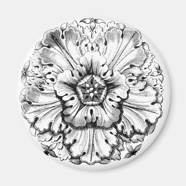 Vintage Modern Leafy Flower Magnet (Front)