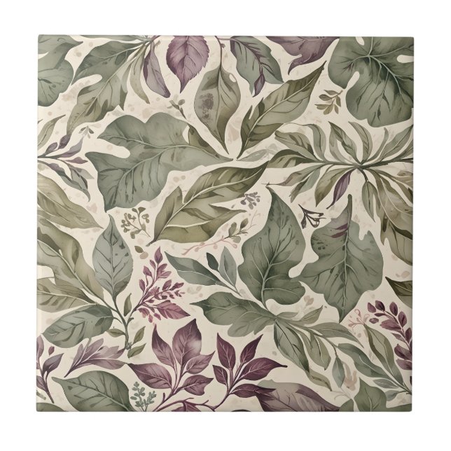 Vintage Modern Leaves Tile (Front)