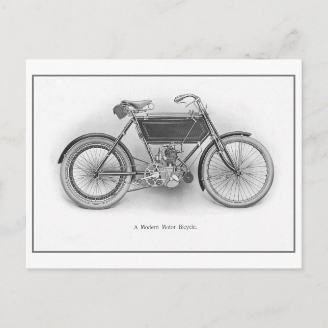 Vintage "Modern Motor Bicycle" Postcard (Front)