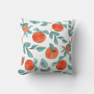 Vintage modern oranges fruit hand drawn illustrati cushion