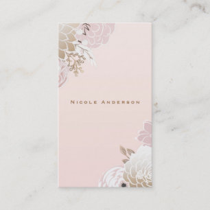 Vintage Modern Pink & Gold Floral Elegant Chic Business Card