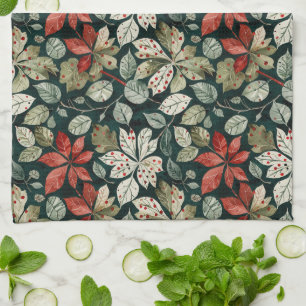 Vintage Modern Poinsettias Kitchen Towel
