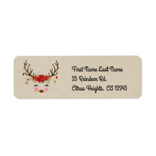 Vintage Modern Reindeer Floral Holiday Rustic