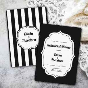 Vintage Modern Stripe Rehearsal Dinner Invitation