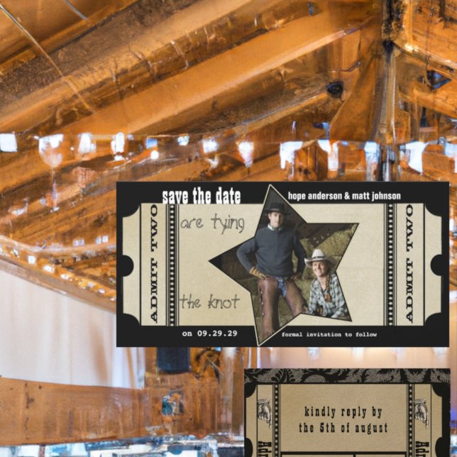 Vintage Modern Theater Ticket Save the Date (Creator Uploaded)