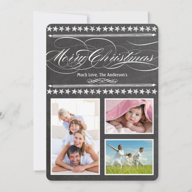 Vintage Modern Typography Chalkboard  Photo Card (Front)