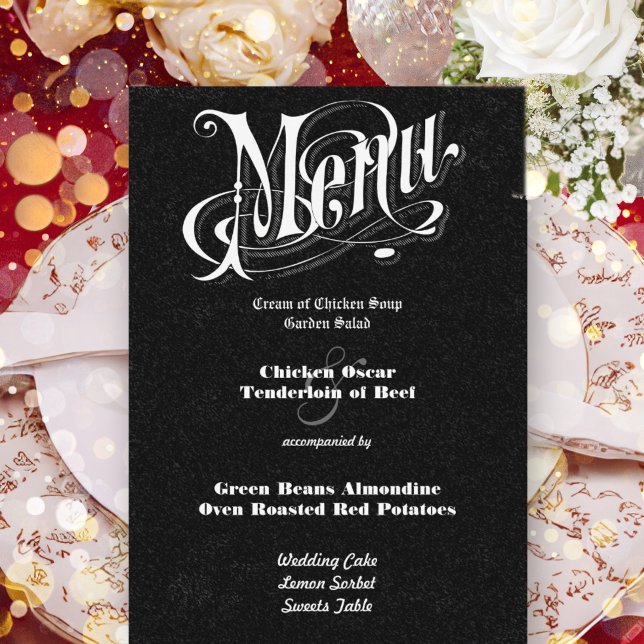 Vintage Modern Typography Chalkboard  Wedding Menu (Creator Uploaded)