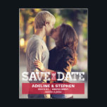 Vintage Modern Wedding Save The Date - Red Announcement Postcard<br><div class="desc">Stylishly announce the good news to your friends and family and be sure that they save the date for your big day!. Also available in other colours. Design © berryberrysweet.com</div>