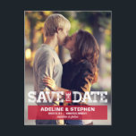 Vintage Modern Wedding Save The Date - Red Announcement Postcard<br><div class="desc">Stylishly announce the good news to your friends and family and be sure that they save the date for your big day!. Also available in other colours. Design © berryberrysweet.com</div>