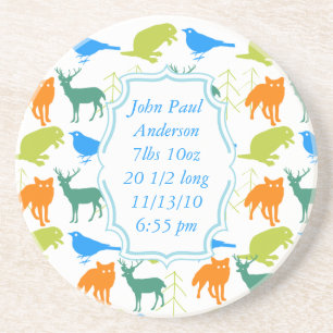 Vintage Modern Woodland Creatures Colourful Coaste Coaster
