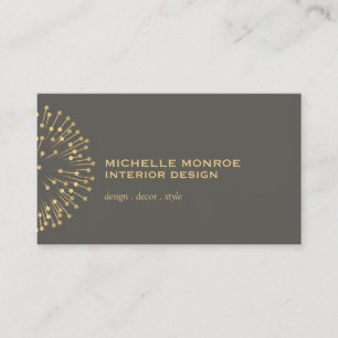 Vintage Modernist Starburst Interior Designer Grey Business Card