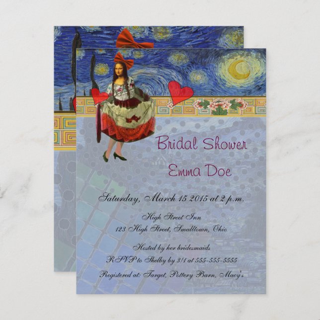 Vintage Mona Lisa Bridal Shower Invitation (Front/Back)