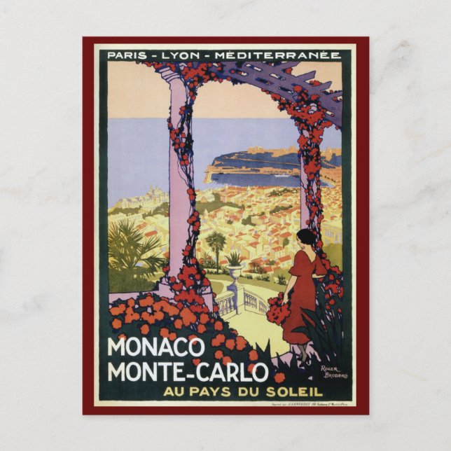 Vintage Monaco Monte Carlo travel advertising  Postcard (Front)