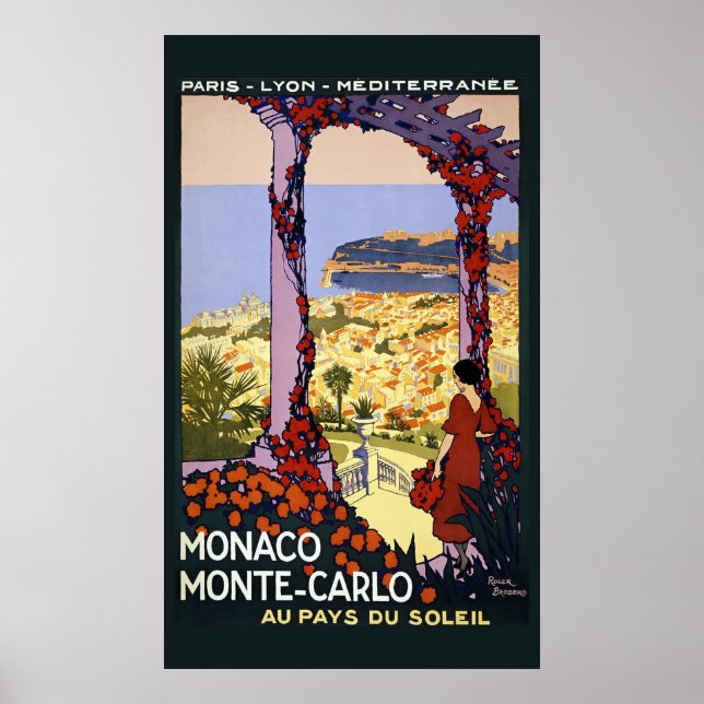 Vintage Monaco Monte Carlo Travel Poster (Front)