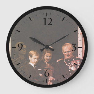 Vintage Monaco princely family in palace balcony W Large Clock