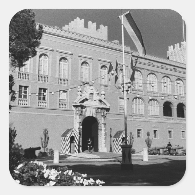 Vintage Monaco Principality princely palace Square Sticker (Front)
