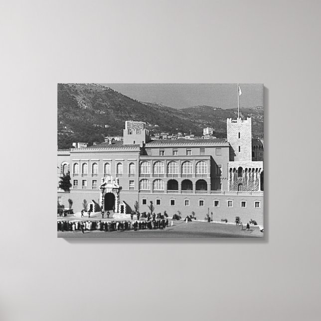 Vintage Monaco Principality square palace Canvas Print (Front)