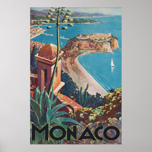 Vintage Monaco Travel Poster French Riviera