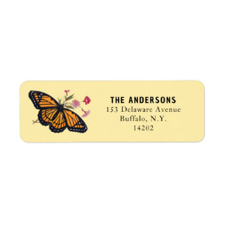 Vintage Monarch Butterfly Yellow Return Address