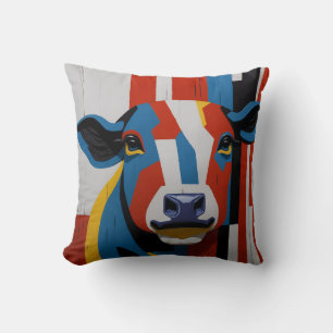 vintage mondrian animal cow cushion
