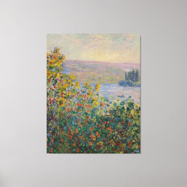 Vintage Monet Flower Beds at Vétheuil Canvas Print (Front)