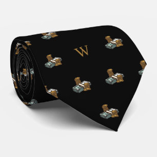 Vintage Money Bills Coins Monogram Initials Black Tie