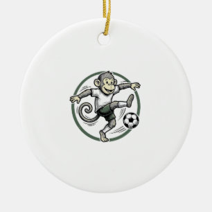 Vintage Monkey Soccer Player Engraving Shirt Desig Ceramic Tree Decoration