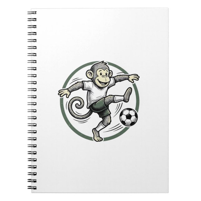 Vintage Monkey Soccer Player Engraving Shirt Desig Notebook (Front)