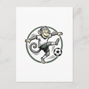 Vintage Monkey Soccer Player Engraving Shirt Desig Postcard