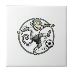 Vintage Monkey Soccer Player Engraving Shirt Desig Tile